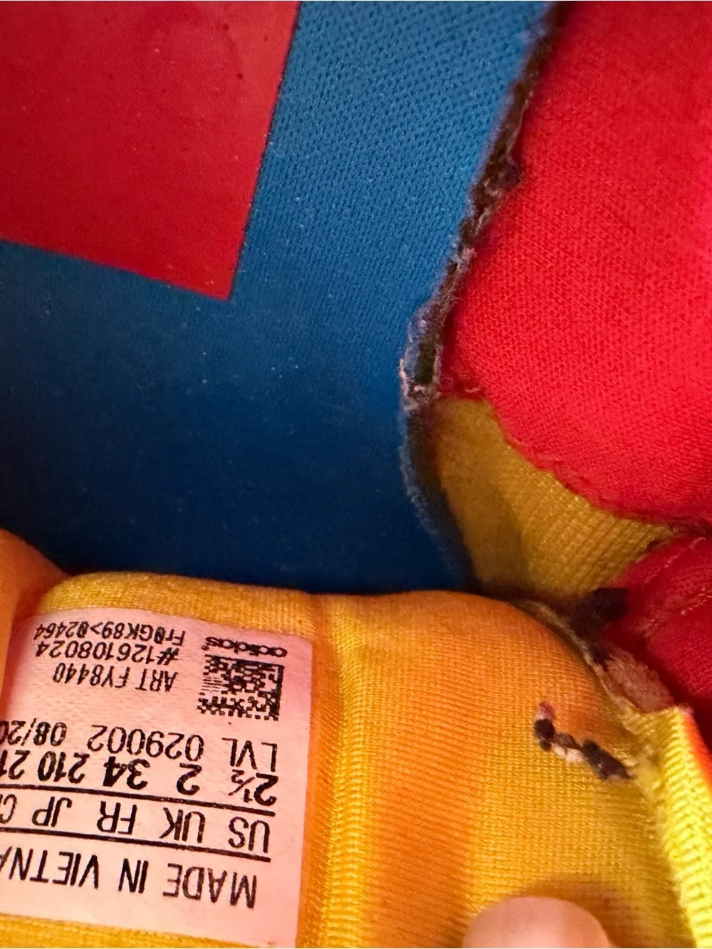adidas Kids Lego Shoes Yellow, Blue & Red Sneakers Size 2.5